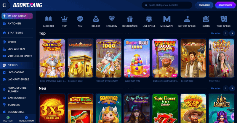 Boomerang Bet Casino mit den besten Slots und Spielen